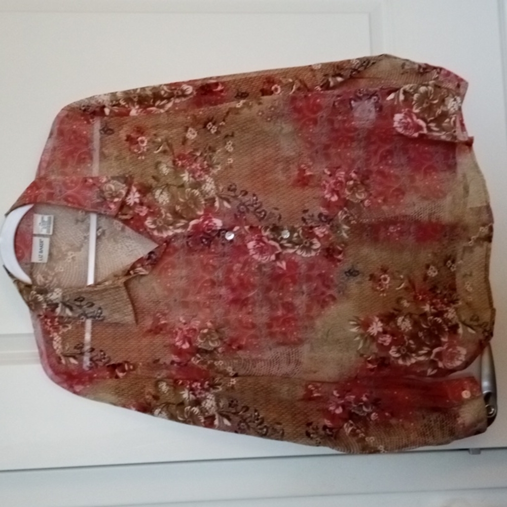 Liz Baker size 14, beautiful shades of orange, rose, brown,natural colors, NWOT.